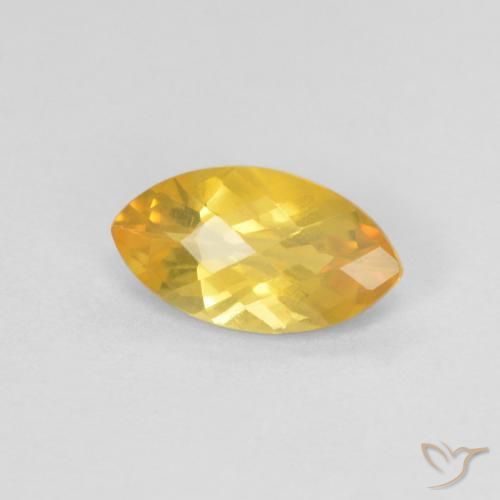 0.88 ct Golden Citrine Stone, Natural Citrine in Marquise Checkerboard Shape for Sale