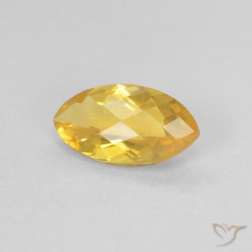 0.84 ct Golden Citrine Stone, Natural Citrine in Marquise Checkerboard Shape for Sale