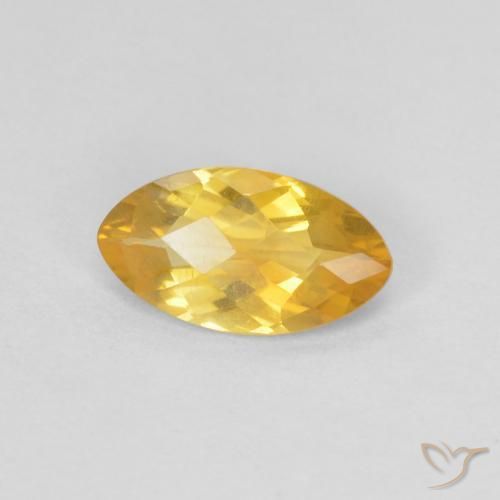 0.79 ct Golden Citrine Stone, Natural Citrine in Marquise Checkerboard Shape for Sale