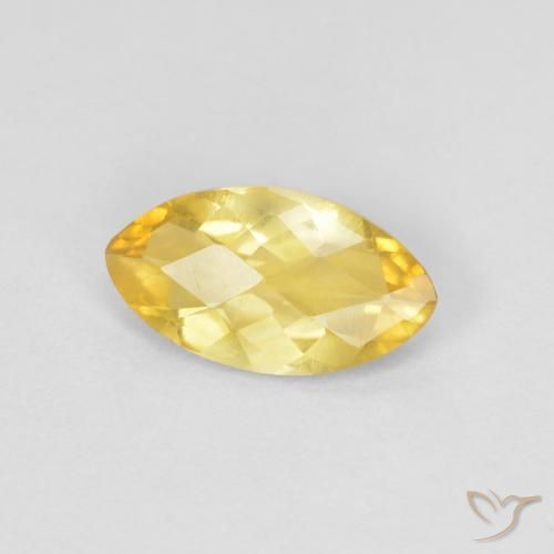 0.84 ct Golden Citrine Stone, Natural Citrine in Marquise Checkerboard Shape for Sale
