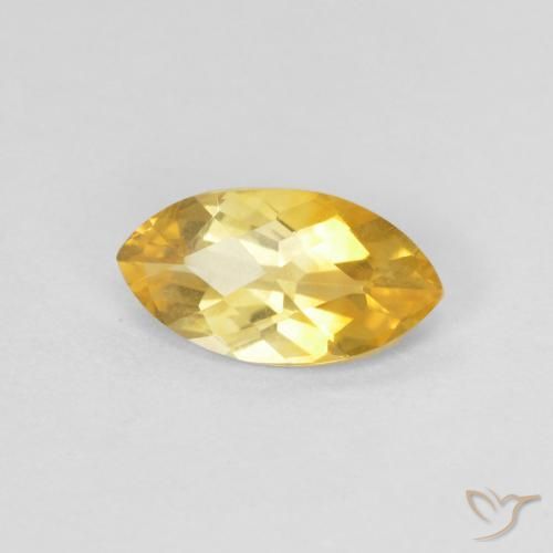 0.71 ct Golden Citrine Stone, Natural Citrine in Marquise Checkerboard Shape for Sale