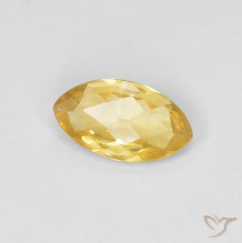 0.73 ct Golden Citrine Stone, Natural Citrine in Marquise Checkerboard Shape for Sale