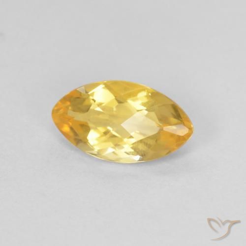 0.88 ct Golden Citrine Stone, Natural Citrine in Marquise Checkerboard Shape for Sale