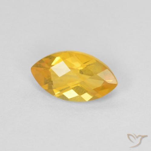 0.91 ct Golden Citrine Stone, Natural Citrine in Marquise Checkerboard Shape for Sale