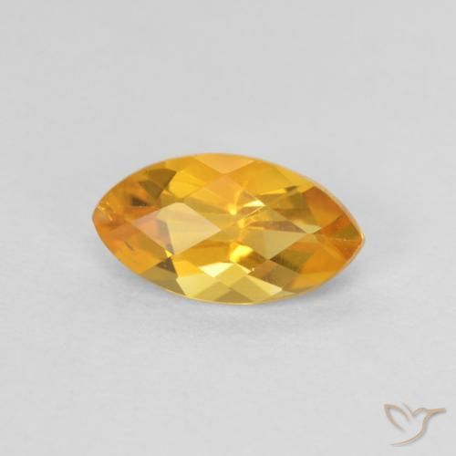 0.98 ct Golden Citrine Stone, Natural Citrine in Marquise Checkerboard Shape for Sale