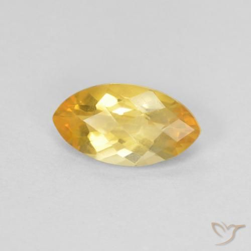 0.87 ct Golden Citrine Stone, Natural Citrine in Marquise Checkerboard Shape for Sale