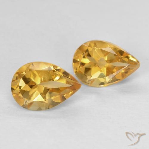 1.30 ctw Golden Citrine Stones, Natural Citrine in Pear Facet Shape for Sale