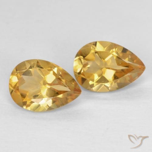 1.35 ctw Golden Citrine Stones, Natural Citrine in Pear Facet Shape for Sale