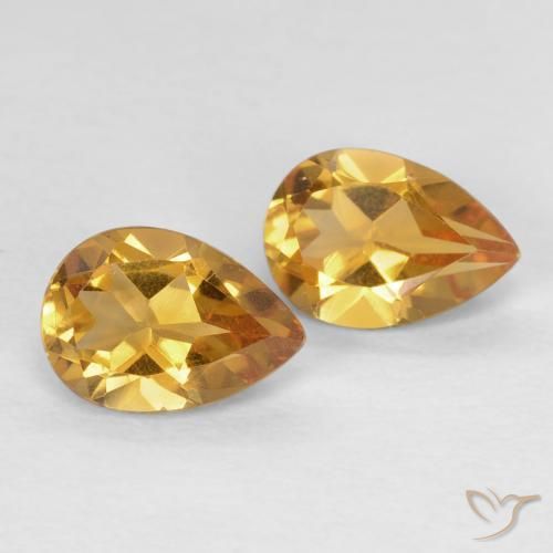 1.24 ctw Golden Citrine Stones, Natural Citrine in Pear Facet Shape for Sale