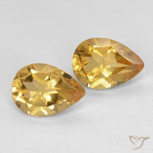 1.27 ctw Golden Citrine Stones, Natural Citrine in Pear Facet Shape for Sale