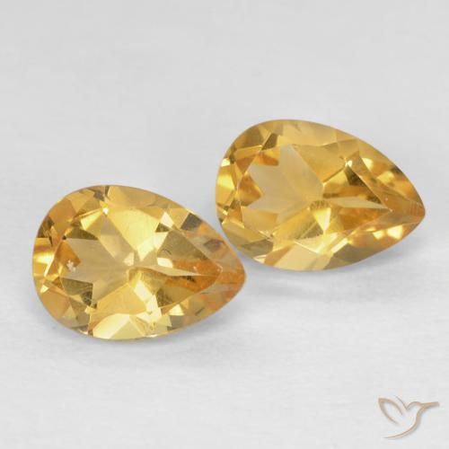1.46 ctw Golden Citrine Stones, Natural Citrine in Pear Facet Shape for Sale
