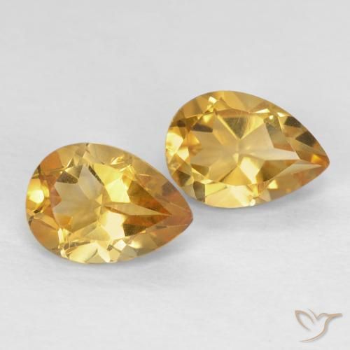 1.41 ctw Golden Citrine Stones, Natural Citrine in Pear Facet Shape for Sale