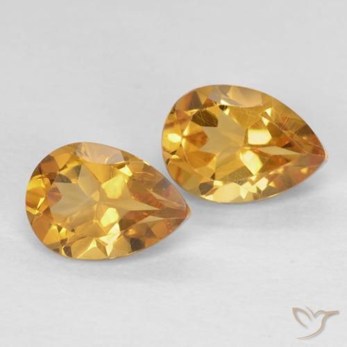 1.46 ctw Golden Citrine Stones, Natural Citrine in Pear Facet Shape for Sale