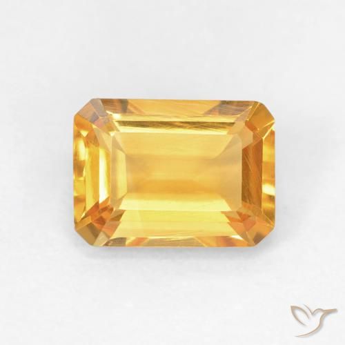 1.48ct Natural Medium Light Orange-Gold Citrine, Emerald Cut, VVS-VS