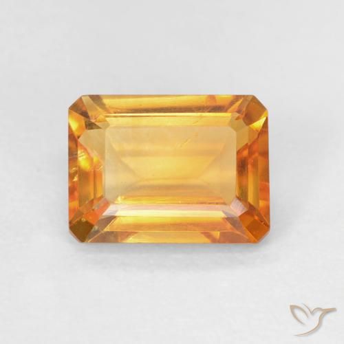 1.50ct Natural Dark Orange-Gold Citrine, Emerald Cut, VVS-VS