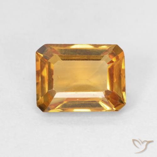 1.49ct Natural Deep Orange-Gold Citrine, Emerald Cut, VVS-VS
