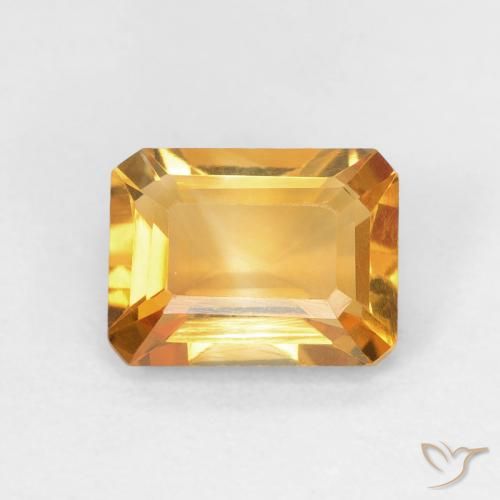 1.40ct Natural Dark Orange-Gold Citrine, Emerald Cut, VVS