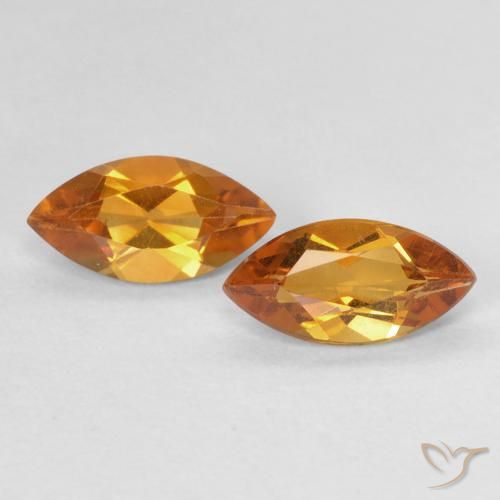 1 ct Orange Citrine, 8.1 x 4 mm Marquise Cut From Brazil, Photo A