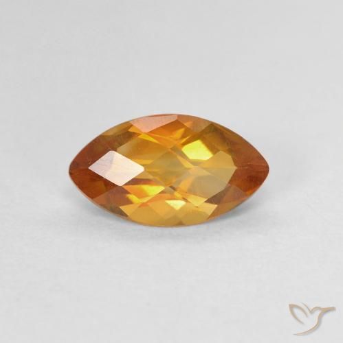 0.91 ct Orange Citrine, 9 x 5.1 mm Marquise Rose Cut From Brazil, Photo A