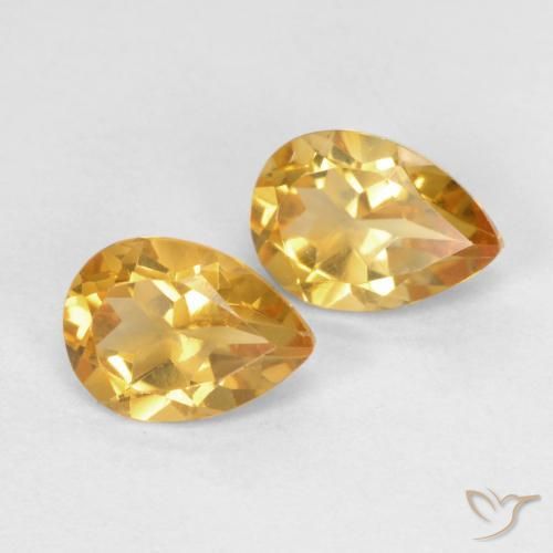 1.25 ctw Golden Citrine Stones, Natural Citrine in Pear Facet Shape for Sale
