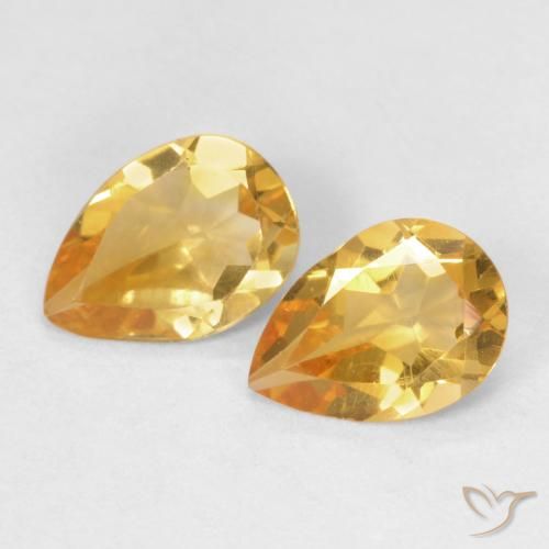 1.11ctw Natural Orange-Gold Citrine, Pear Shape, VVS