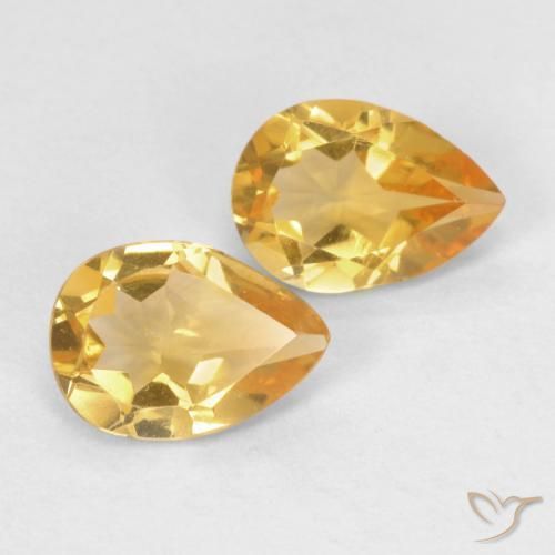1.11 ctw Golden Citrine Stones, Natural Citrine in Pear Facet Shape for Sale