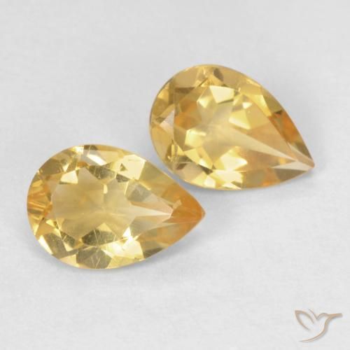 1.12 ctw Golden Citrine Stones, Natural Citrine in Pear Facet Shape for Sale