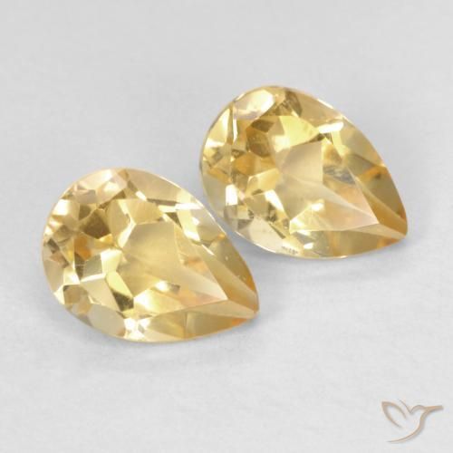 1.41 ctw Golden Citrine Stones, Natural Citrine in Pear Facet Shape for Sale