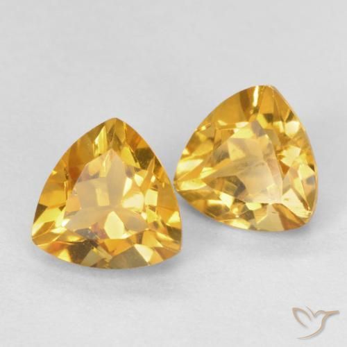 1.48 ctw Golden Citrine Stones, Natural Citrine in Trillion Facet Shape for Sale