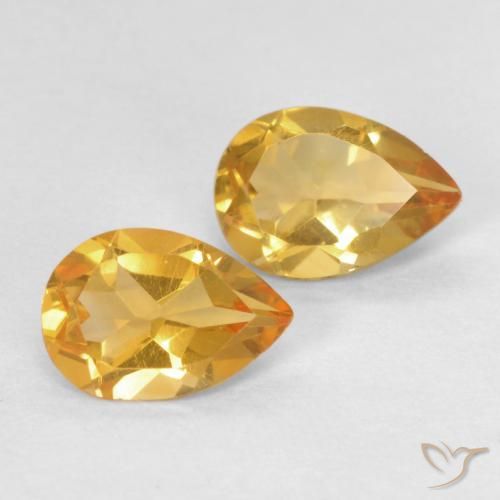 1.14 ctw Golden Citrine Stones, Natural Citrine in Pear Facet Shape for Sale