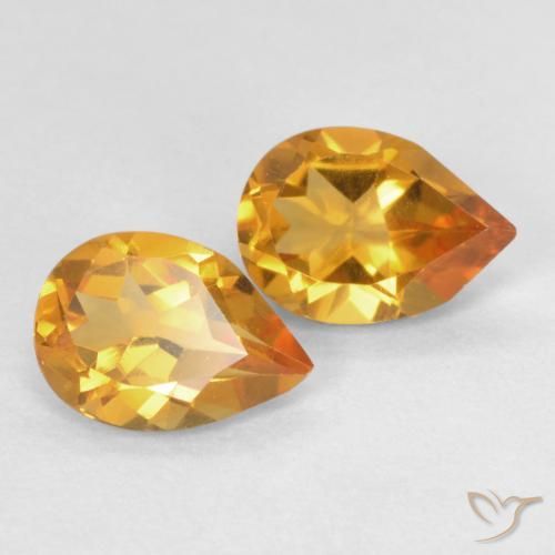 1.21 ctw Golden Citrine Stones, Natural Citrine in Pear Facet Shape for Sale