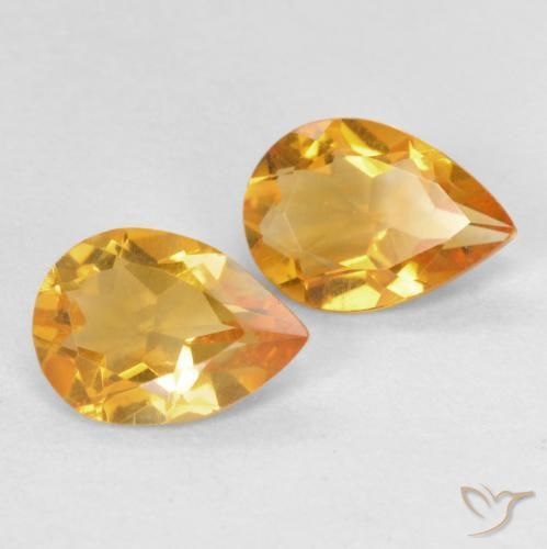 1.11 ctw Golden Citrine Stones, Natural Citrine in Pear Facet Shape for Sale