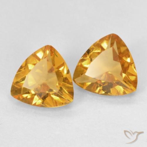 1.25 ctw Golden Citrine Stones, Natural Citrine in Trillion Facet Shape for Sale