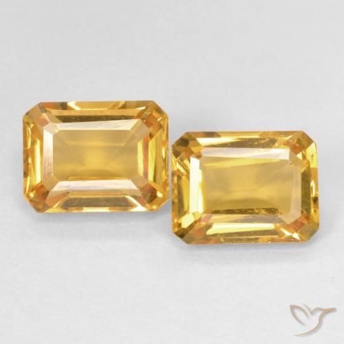 3.07ctw Natural Medium Light Orange-Gold Citrine, Emerald Cut, VVS
