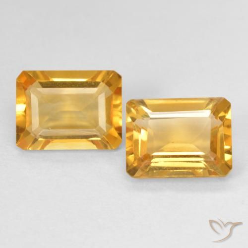 2.91ctw Natural Medium Light Orange-Gold Citrine, Emerald Cut, VVS
