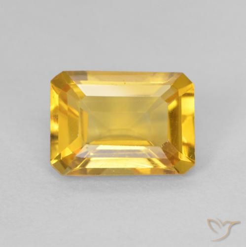 1.30ct Natural Medium Gold Citrine, Emerald Cut, VVS