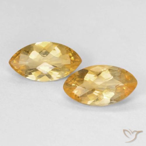 1.58 ct Yellow Citrine, 9.2 x 5.1 mm Marquise Checkerboard From Brazil, Photo A