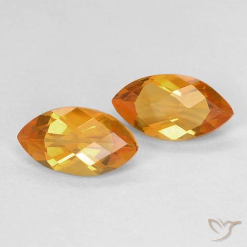 1.77 ctw Golden Citrine Stones, Natural Citrine in Marquise Checkerboard Shape for Sale