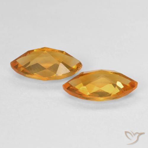 Citrine Gemstones in 9.1 x 4.9 mm Size for Sale, Citrine Stones in Medium Orange Color