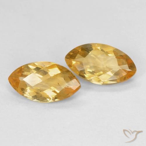1.71 ctw Golden Citrine Stones, Natural Citrine in Marquise Checkerboard Shape for Sale