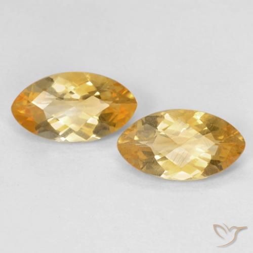 1.71 ct Yellow Citrine, 9.1 x 5.1 mm Marquise Checkerboard From Brazil, Photo A