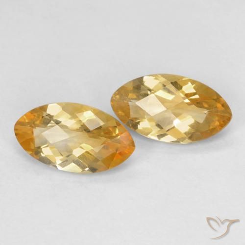 1.71 ctw Golden Citrine Stones, Natural Citrine in Marquise Checkerboard Shape for Sale
