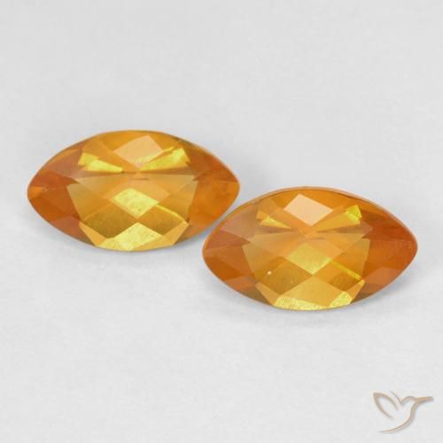 1.7 ct Yellow Citrine, 8.8 x 5.1 mm Marquise Checkerboard From Brazil, Photo A