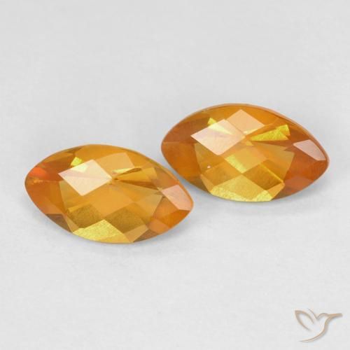 1.70 ctw Golden Citrine Stones, Natural Citrine in Marquise Checkerboard Shape for Sale
