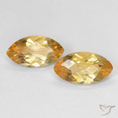 1.65 ct Yellow Citrine, 9.1 x 5.1 mm Marquise Checkerboard From Brazil, Photo A