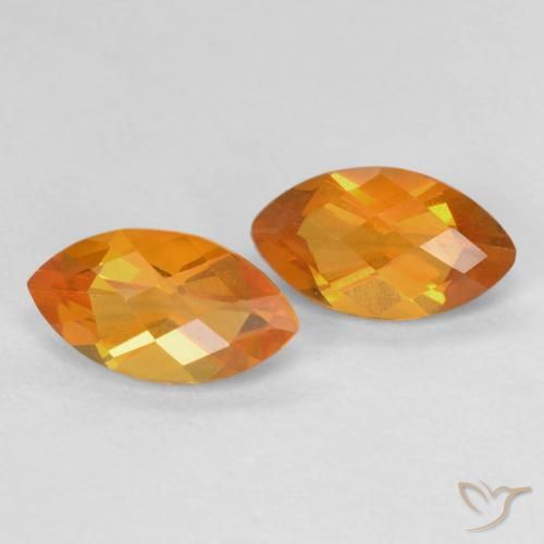 1.93 ctw Golden Citrine Stones, Natural Citrine in Marquise Checkerboard Shape for Sale