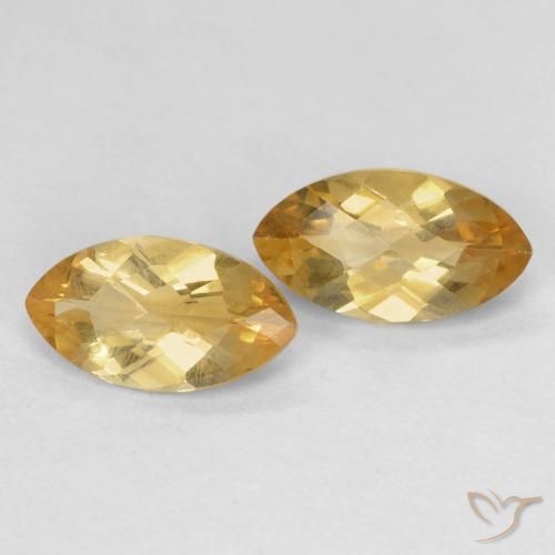 1.70 ctw Golden Citrine Stones, Natural Citrine in Marquise Checkerboard Shape for Sale