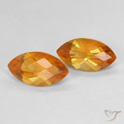 1.88 ctw Golden Citrine Stones, Natural Citrine in Marquise Checkerboard Shape for Sale