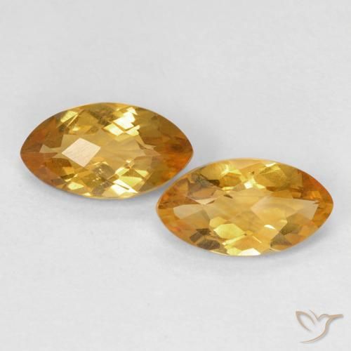 1.82 ct Yellow Citrine, 9.1 x 5.1 mm Marquise Checkerboard From Brazil, Photo A
