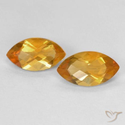 1.81 ct Yellow Citrine, 9.1 x 5.2 mm Marquise Checkerboard From Brazil, Photo A